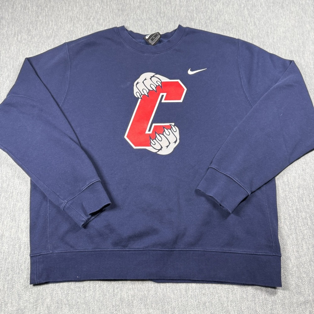 Nike Sweatshirt Men XL Blue Crewneck Big C Claws Graphic Pullover Fleece Jumper